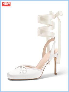 Satin Ballet High Heels Square Toe Lace Up Bow Pumps Prom Shoes